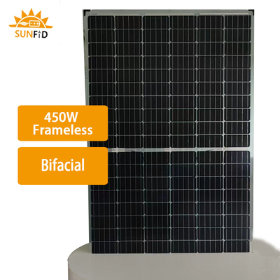 आवासीय ऊर्जा भंडारण प्रणाली के लिए 450W फ्रेमलेस मोनोक्रिस्टलाइन सोलर पैनल बिफेशियल 10BB