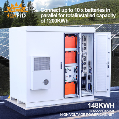 384V 192V वाणिज्यिक सौर बैटरी भंडारण प्रणाली 96V 148KWH