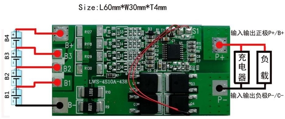 रिचार्जेबल बीएमएस बैटरी लिथियम 3.2v 4s 10a 12.8v सुरक्षा सर्किट बोर्ड